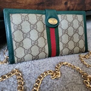 Limited Collection Authentic Web Stripe Gucci Long Wallet